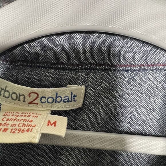 Carbon 2 Cobalt Shirt Mens Medium Plaid Flannel Button Down Collared Cotton - Picture 4 of 8